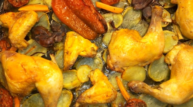 Pollo al horno con patatas, 100% sin gluten