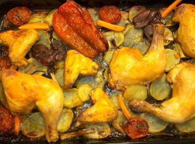 Pollo al horno con patatas 